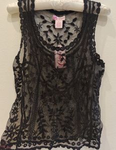 Candie's 90's Black Sheer Lace Tank Top NWT
